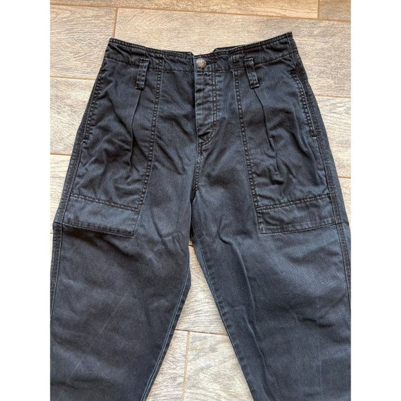 Free People Pleated Jeans Trouser Pant Washed Black Button Fly size 4 Black - Picture 5 of 7
